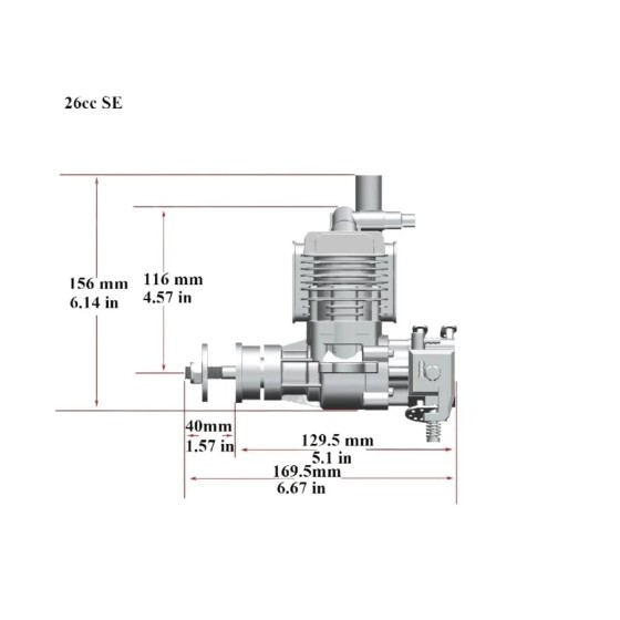 Rcgf Stinger 26cc Se Gasoline Engine 2 Cycle Piston Value Type Support 1608 1610 1708 1808 Prop for Rc Airplane Fixed-wing